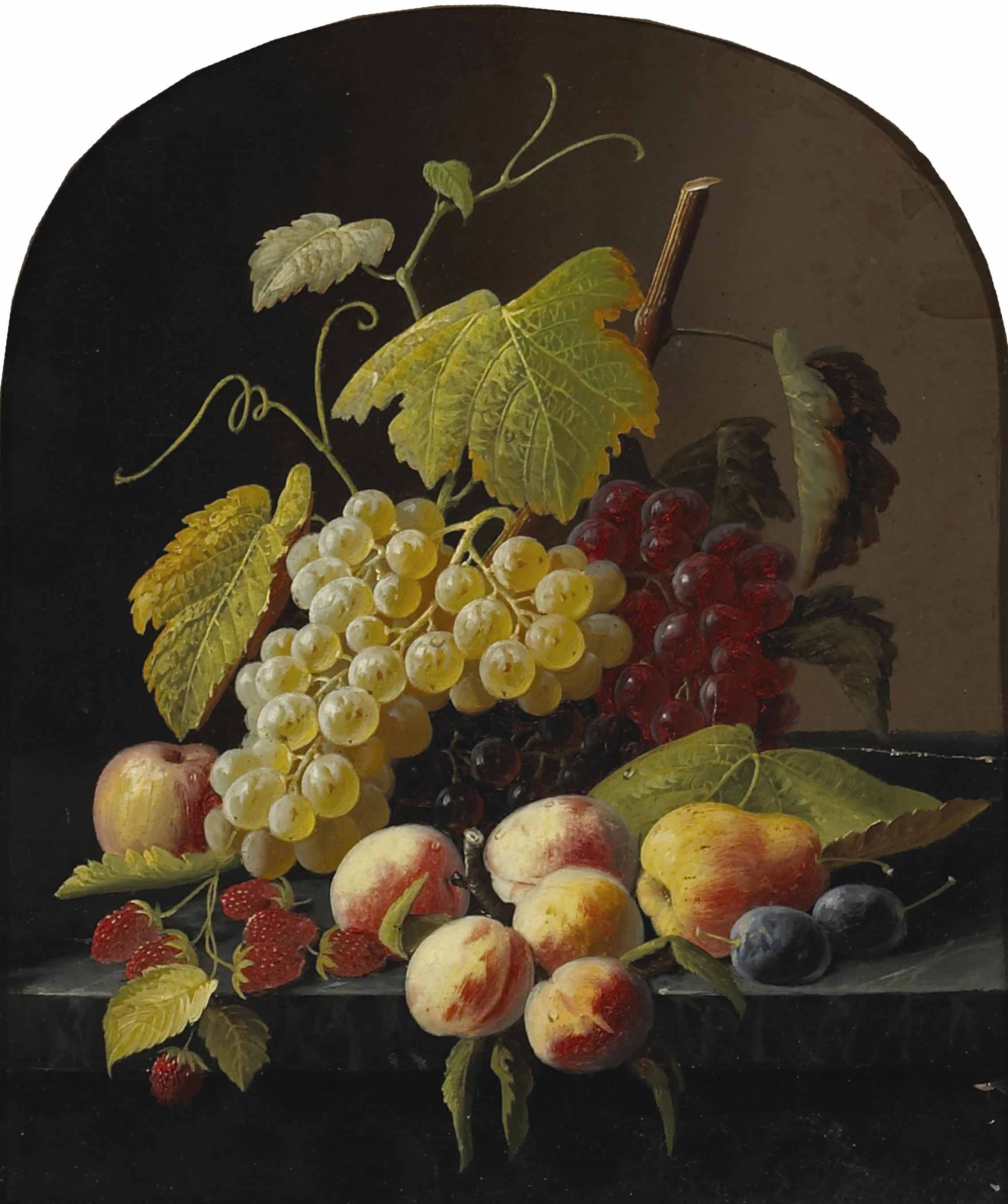 Severin Roesen A Still Life with Grapes